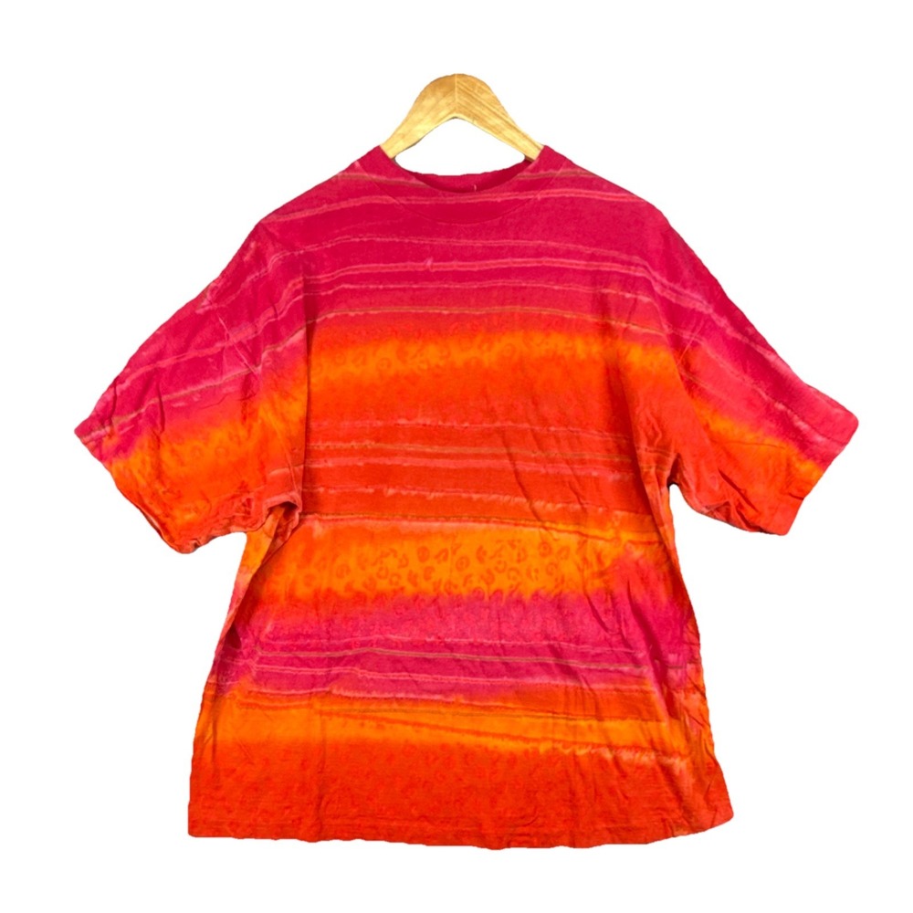 Vintage XL Tie Dye Cheetah T Shirt Homemade 80's/90's Short Sleeve Single Stitch
